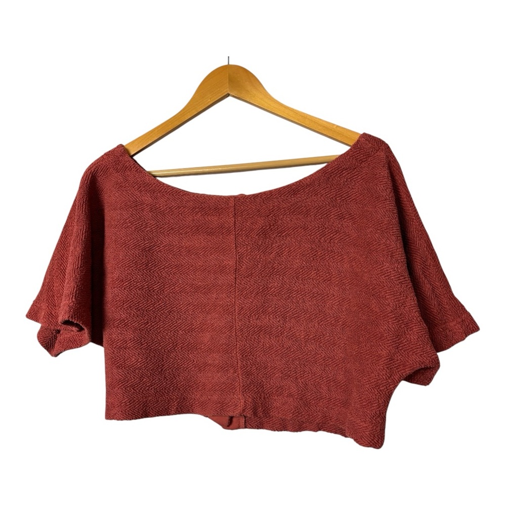 Free People Rust Red Cropped Textured Knit Top